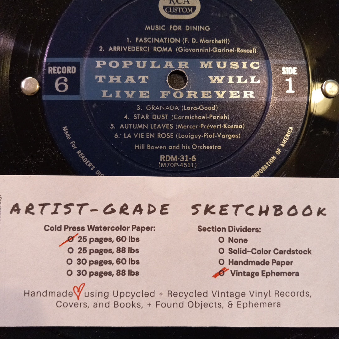 Reader's Digest "Popular Music That Will Live Forever" 2 of 2 Anthology Vintage Vinyl Record ‐ Premium Artist-Quality Sketchbook