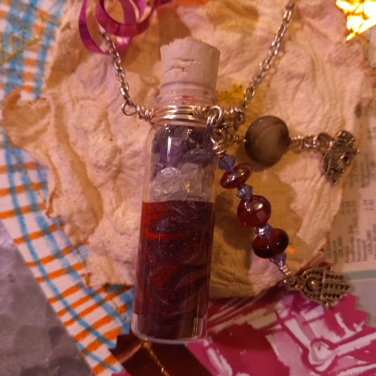 "Giving Grace" ‐ Upcycled Vintage Bottle & Gemstone Necklace