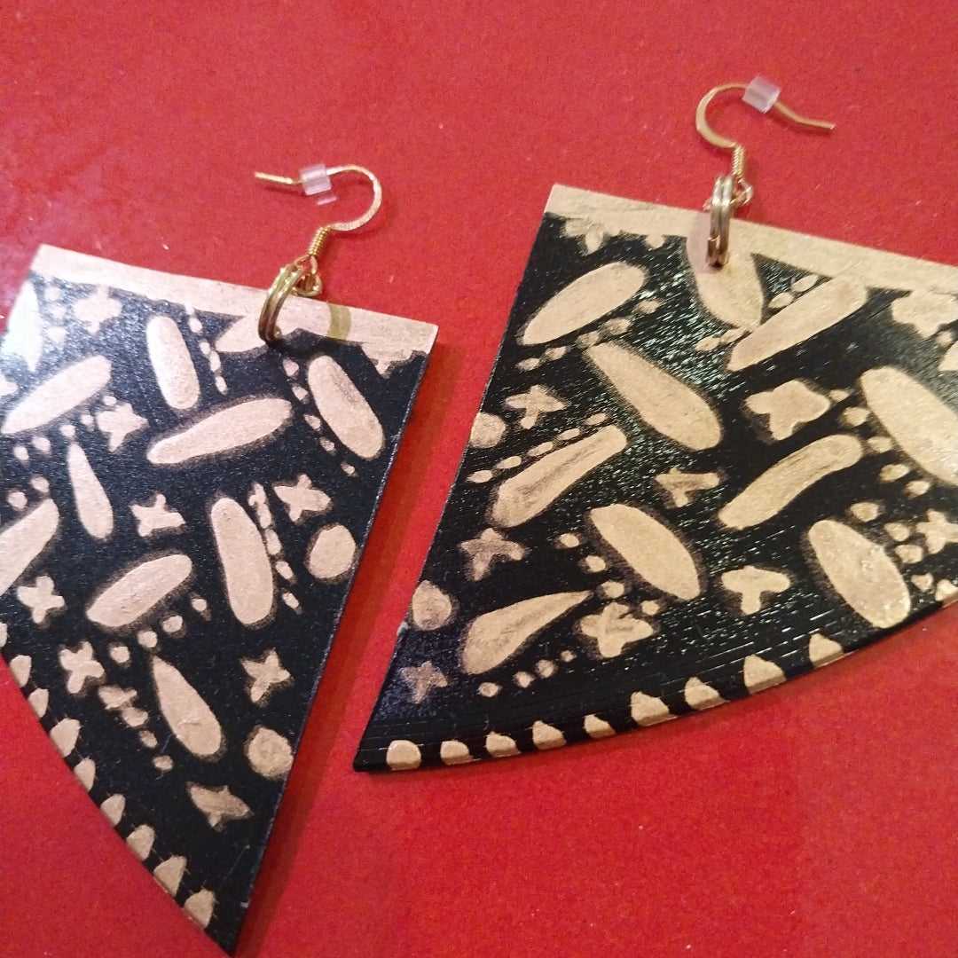 "Lines And Dashes" Vintage Vinyl Record Earrings