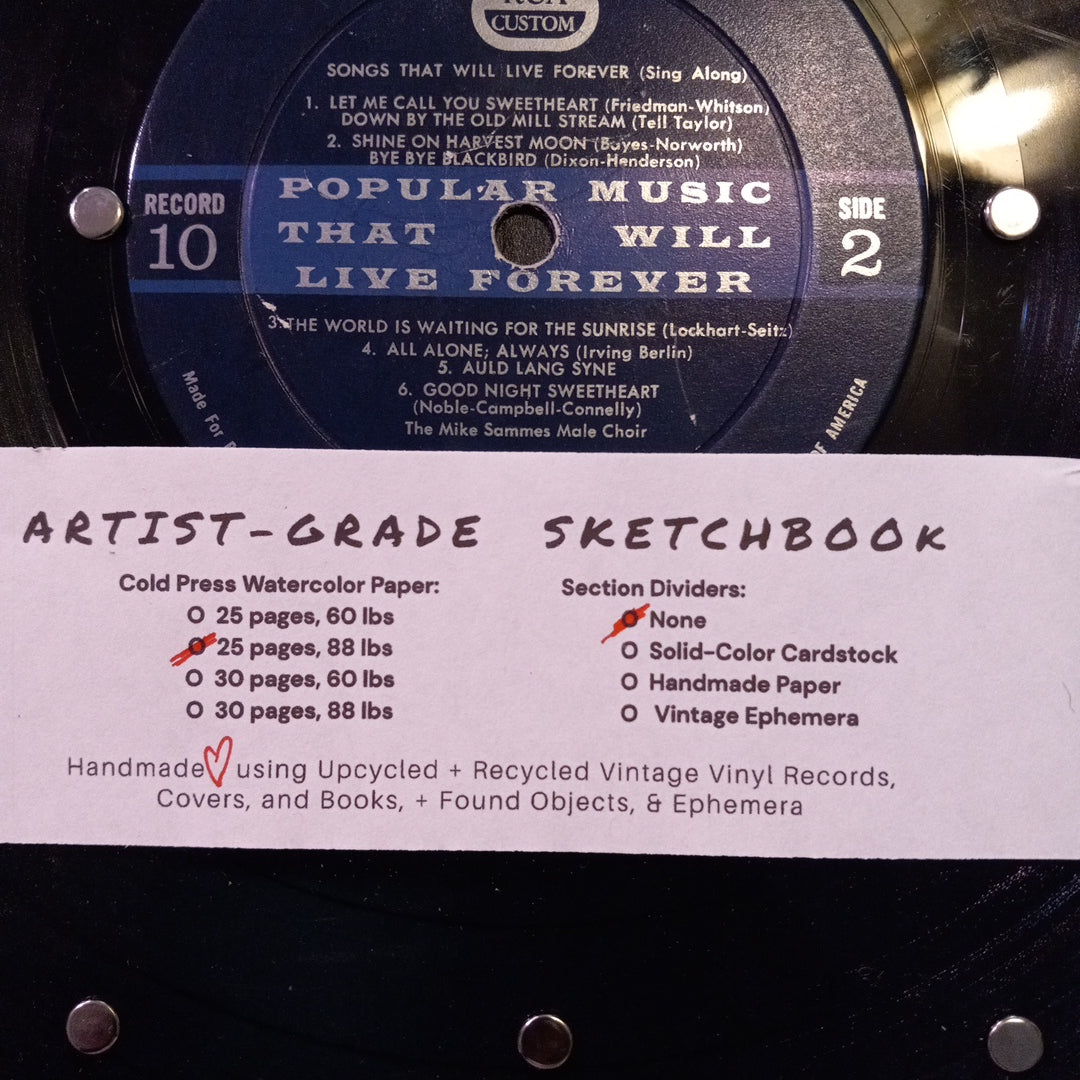 Reader's Digest Anthology "Popular Music That Will Live Forever" Vintage Vinyl Record Sketchbook ‐ Premium Artist-Quality Sketchbook