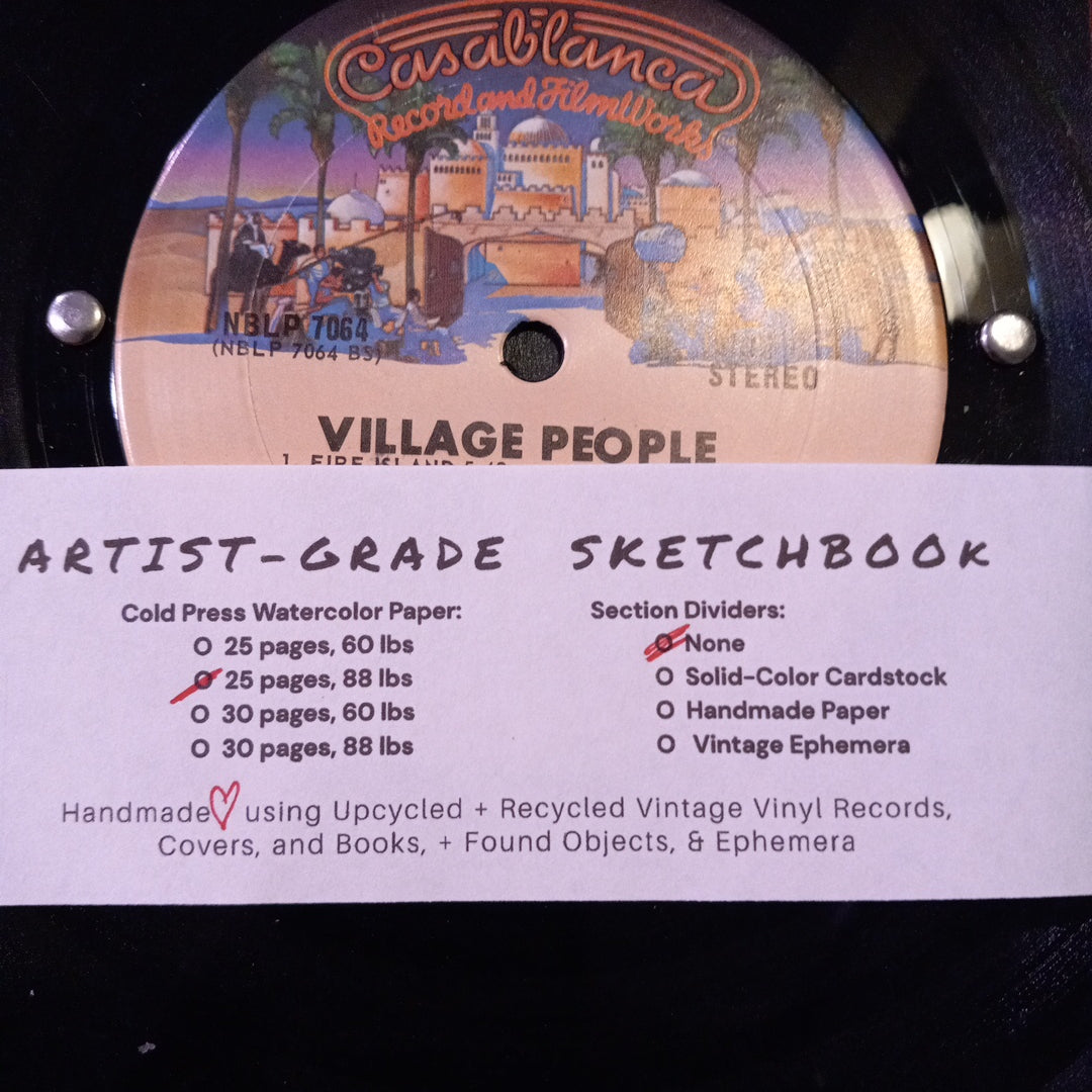 Village People "Village People" Vintage Vinyl Record Sketchbook ‐ Premium Artist-Quality Sketchbook